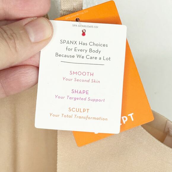 SPANX OnCore Open-Bust Mid Thigh Bodysuit Soft Nude NEW Size 1X Slimming Shaping - Picture 6 of 15